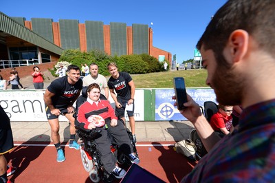 120815 - Wales Rugby Training -Mike Phillips and Tyler Morgan meets fans during training