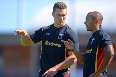 120815 - Wales Rugby Training -George North and Eli Walker during training