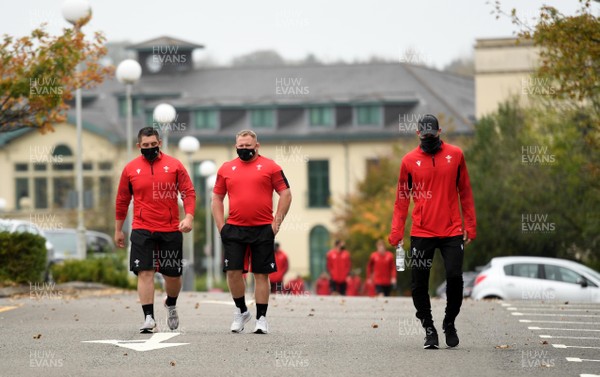 121020 -  Wyn Jones, Samson Lee and Liam Williams during the first day of camp for the Welsh rugby squad