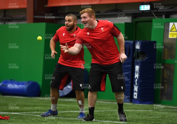 121020 -  Nicky Smith and Rhys Carre during the first day of camp for the Welsh rugby squad