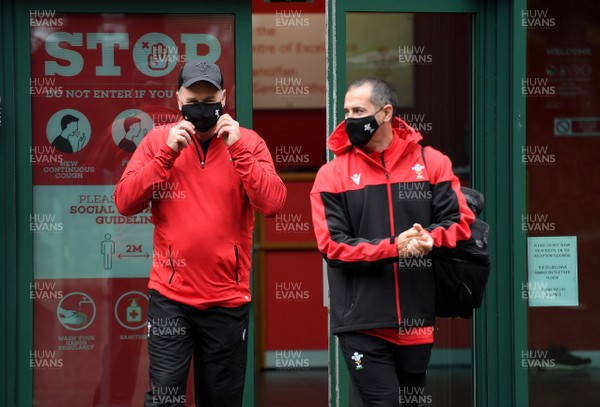 121020 -  Wayne Pivac and John Miles during the first day of camp for the Welsh rugby squad