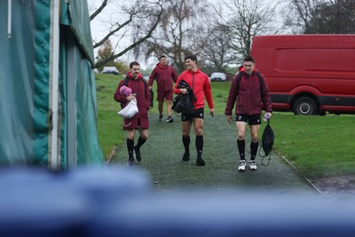 121125 - Wales Rugby Training in the week leading up to their game against Japan - Tomos Williams, Louis Rees-Zammit and Josh Adams