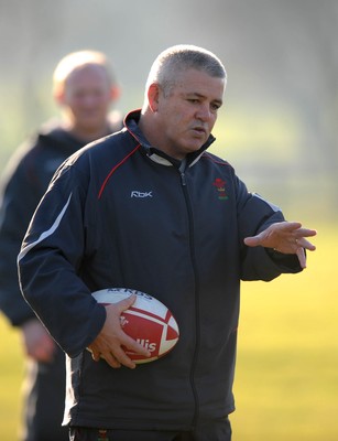 13.02.08 - Wales Rugby Training - Wales Coach, Warren Gatland makes a point during training 