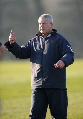13.02.08 - Wales Rugby Training - Wales Coach, Warren Gatland makes a point during training 