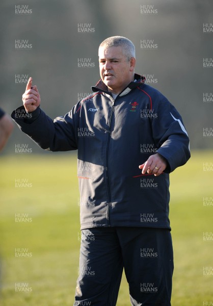 13.02.08 - Wales Rugby Training - Wales Coach, Warren Gatland makes a point during training 