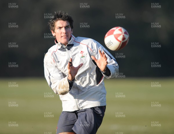13.02.08 - Wales Rugby Training - James Hook in action during training 