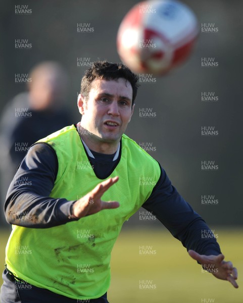 13.02.08 - Wales Rugby Training - Stephen Jones in action during training 