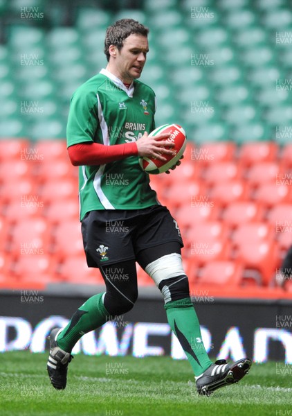 13.02.09 - Wales Rugby Training - Mark Jones in action during training. 