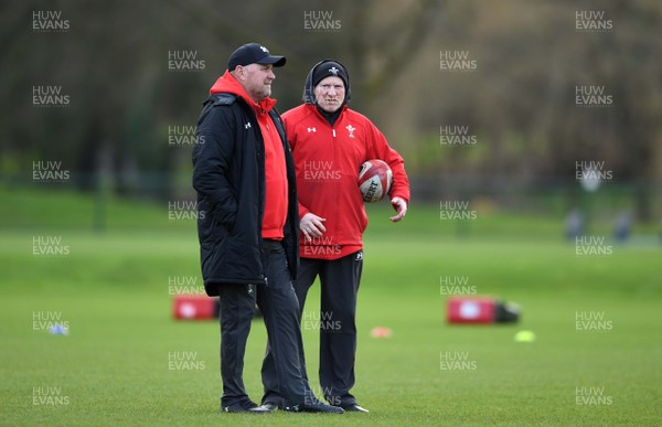 130220 - Wales Rugby Training - Wayne Pivac and Neil Jenkins during training