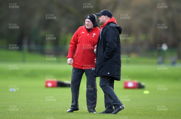 130220 - Wales Rugby Training - Wayne Pivac and Neil Jenkins during training