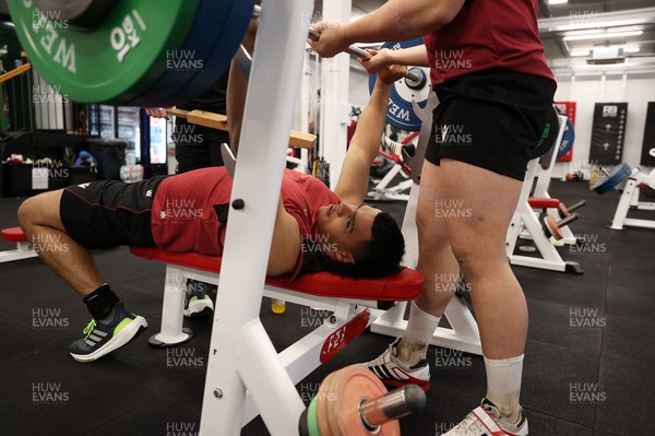 130224 - Wales Rugby Gym Session at the Vale Resort - Mackenzie Martin during training