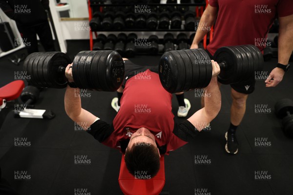 130224 - Wales Rugby Gym Session at the Vale Resort - Adam Beard during training