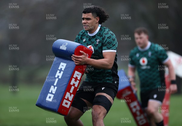 130224 - Wales Rugby Training at the Vale Resort - Mackenzie Martin during training