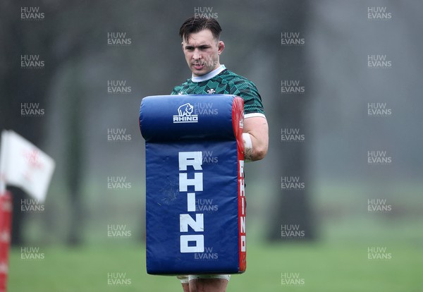 130224 - Wales Rugby Training at the Vale Resort - Taine Basham during training
