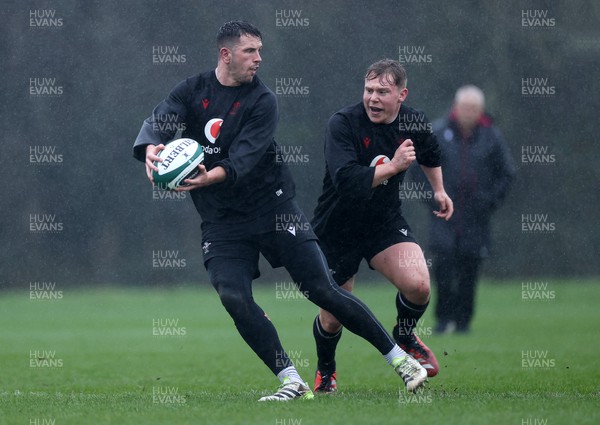 130224 - Wales Rugby Training at the Vale Resort - Owen Watkin during training