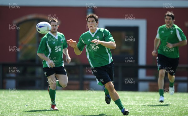 13.03.09 - Wales Rugby Training - James Hook makes a pass during training. 