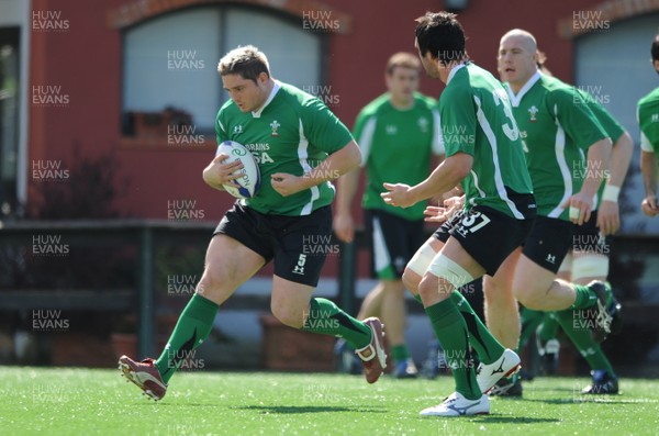 13.03.09 - Wales Rugby Training - Rhys Thomas in action during training. 