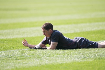 13.06.08 Wales rugby in South Africa... Shane Williams looks at the grass at Loftus Versfeld ground  in Pretoria .  
