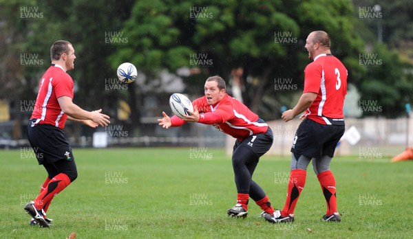 13.06.10 - Wales Rugby Training - Ken Owens, Paul James and Craig Mitchell during training. 