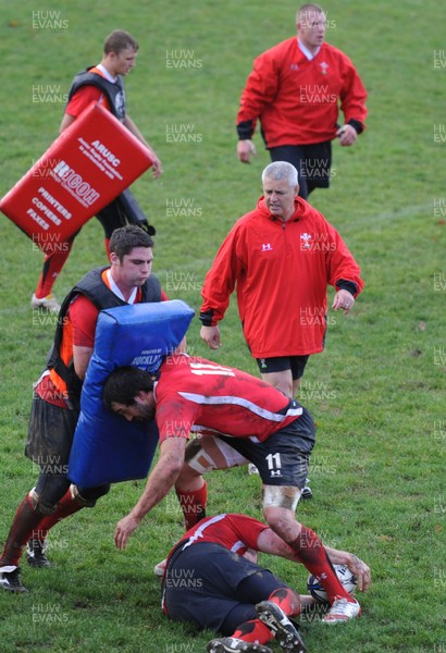 13.06.10 - Wales Rugby Training - Head coach Warren Gatland makes a point during training. 