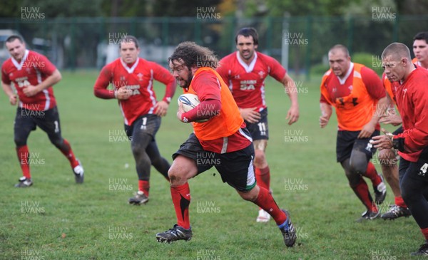 13.06.10 - Wales Rugby Training - Adam Jones breaks through during training. 