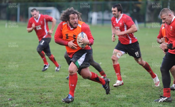 13.06.10 - Wales Rugby Training - Adam Jones breaks through during training. 