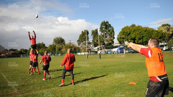 13.06.10 - Wales Rugby Training - Ken Owens throws the ball during line-out practice at training. 