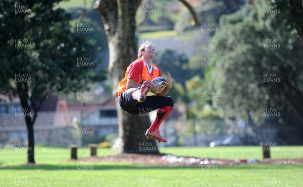 13.06.10 - Wales Rugby Training - Will Harries takes high ball during training. 