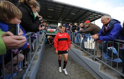 13.09.11 - Wales Rugby Training - Sam Warburton is greeted by fans as he walks out for an open training session. 