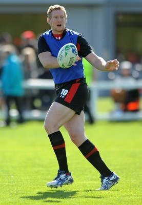 13.09.11 - Wales Rugby Training - Bradley Davies during training. 