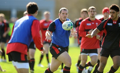 13.09.11 - Wales Rugby Training - Paul James during training. 