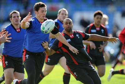 13.09.11 - Wales Rugby Training - George North and Aled Brew compete during training. 