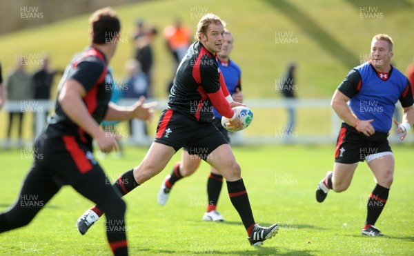 13.09.11 - Wales Rugby Training - Alun Wyn Jones during training. 
