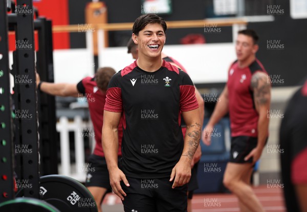 130923 - Wales Rugby Gym Session ahead of their game this weekend with Portugal - Louis Rees-Zammit during training