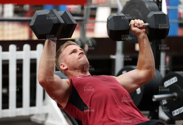 130923 - Wales Rugby Gym Session ahead of their game this weekend with Portugal - Gareth Anscombe during training