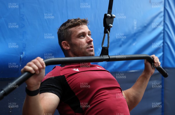 130923 - Wales Rugby Gym Session ahead of their game this weekend with Portugal - Leigh Halfpenny during training