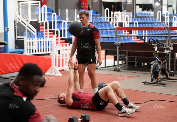 130923 - Wales Rugby Gym Session ahead of their game this weekend with Portugal - Jac Morgan and Taine Basham during training
