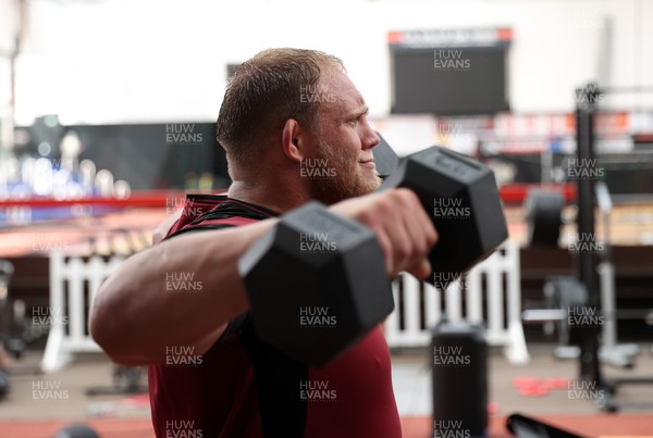 130923 - Wales Rugby Gym Session ahead of their game this weekend with Portugal - Corey Domachowski during training