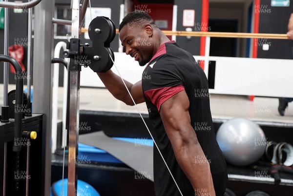 130923 - Wales Rugby Gym Session ahead of their game this weekend with Portugal - Christ Tshiunza during training
