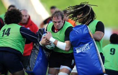 13.10.11 - Wales Rugby Training - Alun Wyn Jones during training. 