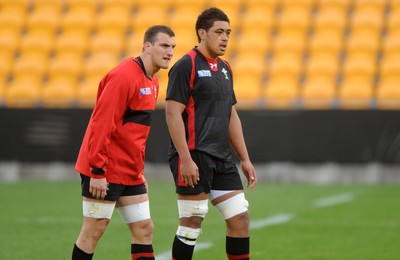 13.10.11 - Wales Rugby Training - Sam Warburton and Toby Faletau during training. 
