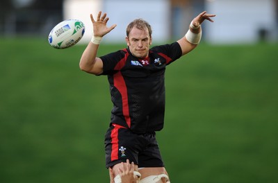 13.10.11 - Wales Rugby Training - Alun Wyn Jones during training. 