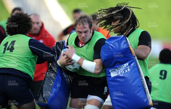13.10.11 - Wales Rugby Training - Alun Wyn Jones during training. 