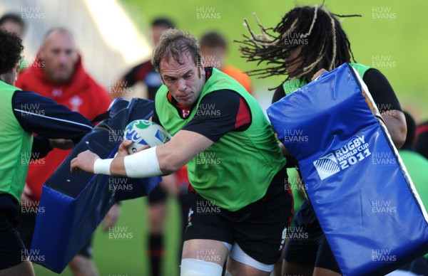 13.10.11 - Wales Rugby Training - Alun Wyn Jones during training. 