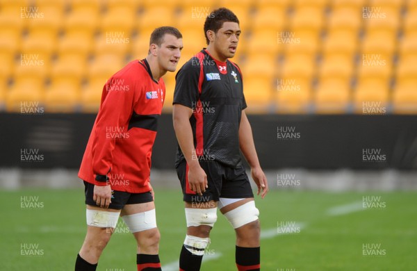 13.10.11 - Wales Rugby Training - Sam Warburton and Toby Faletau during training. 