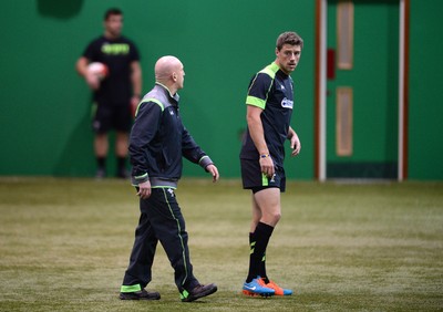 131114 - Wales Rugby Training -Shaun Edwards and Rhys Priestland during training