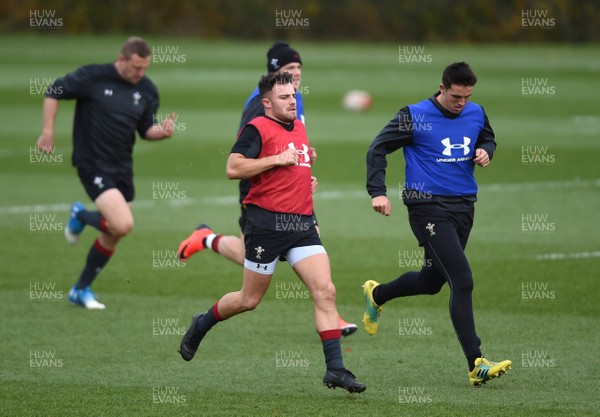 131118 - Wales Rugby Training - Luke Morgan and Owen Watkin during training