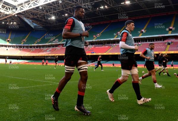 131121 - Wales Rugby Training - Christ Tshiunza and Seb Davies during training