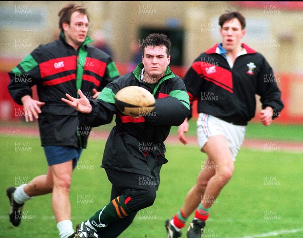 140195 - Wales Rugby Training - Tony Clement with Mike Hall and Mark Taylor