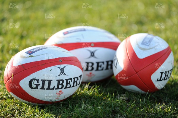 140213 - Wales Rugby Training -Gilbert rugby balls during training